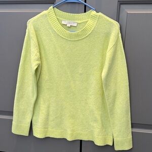 LOFT Women's Bright Green Crew Neck Sweater